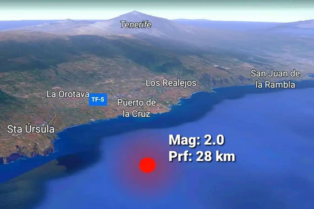 Another earthquake is detected just off the coast of Tenerife 