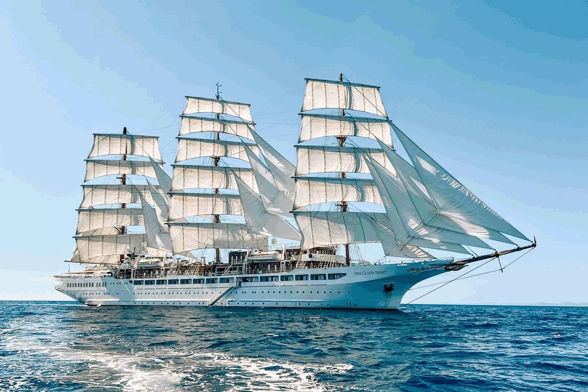 Sea Cloud Spirit, the third largest sailing yacht in the world, has docked in Tenerife